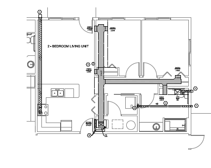 A floor plan of a two bedroom unit with a detailed layout.
